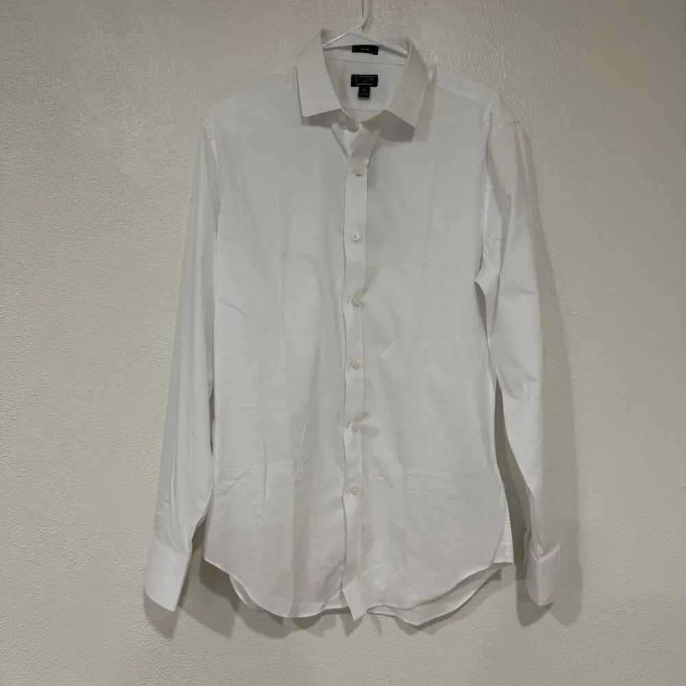 NWT J.Crew Men's Slim Performance Dress Shirt Button Up Collared White Medium